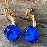 Handcrafted earrings with sparkly crystal Blue Photo 0