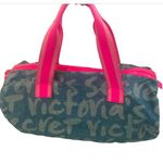 Victoria's Secret Women’s Bag Denim Spell Out Gym Duffle Weekender Travel Photo 0
