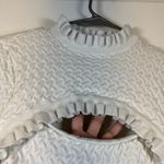 Ontwelfth White Mockneck Textured Blouse Chest Peephole Size Large EUC #2983 Photo 3