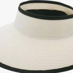 Amazon Brand Straw Adjustable Sun Visor in Black Trimmed Ivory Photo 0