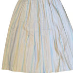 Karen Scott Vintage Medium  White and Blue Striped Midi Skirt 100% Cotton, Pastel Photo 0