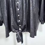 Ny Collection Black Metallic Blouse NWT Size 2X Slinky Black and Silver Top Photo 3