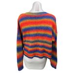 Saylor  Lisabette Multicolor Rainbow Striped Wool Knit V-neck Cardigan Sweater M Photo 1