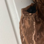 Topshop Metallic Puff Sleeve Mini Wrap Dress In Copper Size 8 Photo 5