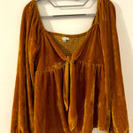 Golden and caramel color velvet top size medium Photo 0