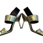 Missoni Shiny Gold with Black Buckle Slingback Sandals, Sz 37 Photo 10