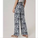 Loft Ann Taylor  Floral Linen Palazzo Wide Leg Pants Blue White 0 Photo 1