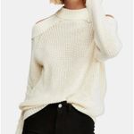 Free People  Cream Oversized Half Moon Bay Pullover Sweater - Size - Small Photo 0