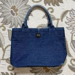 Esprit 90s  Vintage Denim Purse Handbag Small Mini Tote Bag Jean Plaid Liner Photo 0