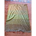 Descours Paris Silky Fringe Scarf Wrap Ombre Green Beige Made in France Photo 2