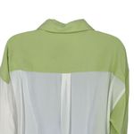 Lush Clothing Lush Womens Colorblock Long Sleeve Button Down Shirt Lime Green White Small NWT Photo 3