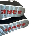 Sorel  Cameron Flatform White Black Sandals Stretch Ankle Strap Size 8 Women's Photo 7