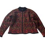 Vintage Icelandic Design Wool Blend Zip Up Lined Sweater Jacket Womens Black S Photo 0