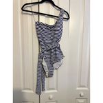 Jones New York Jones NY white and navy striped one shoulder bathing swimsuit one shoulder NEW S Photo 1