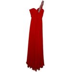 Riva Designs Beaded One Shoulder Formal Red Dress Floor Length Evening Gown Size 0 Photo 3