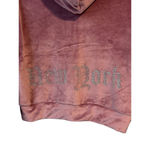 Refuge Hoodie Jacket Womens S Mauve Velour Velvet Full Zip Rinestone NEW YORK Photo 10