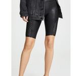 Spanx Faux Leather Moto Shorts Black High-Rise Shiny Edgy Motorcycle Bike Long S Photo 0