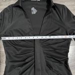idem Ditto  Black Ruched Front Long Sleeve Collared Button Up Shirt Top Gothic L Photo 10