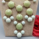 Gold Tone Bubble Necklace Green & Blue Bead Rolo Chain Statement Piece 24" Photo 2