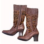 Born women’s brown leather pony hair leopard print boots 6 SkU 4892 Photo 6