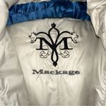 Mackage  Cream Mid-length Down WOOL Leather Puffer jacket Coat with Fur Hood sz S Photo 8