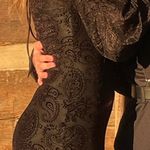 Lucy in the Sky Velvet Paisley Balloon Sleeve Dress in Black Photo 1