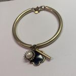 Ann Taylor Costume Gold Tone Charm Bracelet Signed Faux Pearl Rhinestone Enamel Photo 8