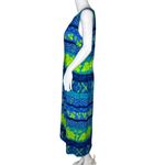 Kathie Lee Dress Women 10 Blue Green Floral‎ Midi Dress Tropical Vacation Cruise Photo 2
