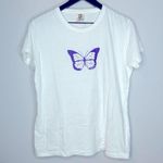 Comfort Colors  Purple and White Zeta Butterfly Tee Size L Photo 0