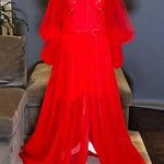 Women’s Red Prom Party Formal Dress With Corset Back and Leg Slit Size 16 NWOT Red Photo 0
