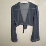Glassons Cropped Chiffon Top Blue Gray Sheer 8 Photo 5