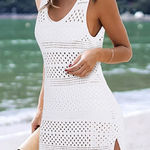 Dokotoo size large White Swimwear Cover Up Crochet Hollow Out Knit Beach Dress Photo 0