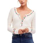 Free People EUC  Rainbow Thermal Henley Top Oversized Size Small Photo 2