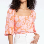 Sanctuary NWT ‎  Pink Floral Top Square Neck Bohemian Puff Sleeves Size 3X Photo 0