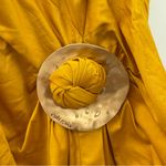 Cult Gaia  Calista Short Sleeve Faux Wrap Midi Dress‎ in Tumeric Gold Yellow Sz 2 Photo 5