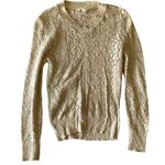 Vintage Custom Design Crochet Knit Sweater Tan Photo 2