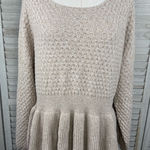 SheIn  (Curve) Lantern Sleeve Peplum Sweater Oatmeal Heather-0XL Photo 0