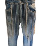 Hot & Delicious Rhinestone Fringe Jeans Y2K Inspired Distressed Womens Small NWT Photo 1