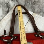 Relic  Rust Corduroy Double Handled Barrel Bag Brown Leather Straps Accents Y2K Photo 8