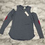 Cold Shoulder Striped Long Photo 0