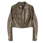 Cropped Brown Faux Leather Jacket with Front Pockets Size L Photo 4