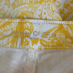 Chico's Women’s Chico’s platinum yellow and white paisley print crop pants Size 2 (L/12) Photo 2