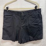 intro. | Women’s Flat Front Comfort Waist Cotton Black Shorts | Size 14 Photo 0
