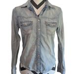 BDG Urban Outfitters Light Wash Denim Western Pearl Snap Shirt Women's S-P Photo 0
