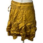 Aerie Size S Mini Skirt Sweet N’ Silky In Honey Ruffle Layers Satin Elastic NEW Photo 3