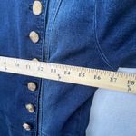 Venus  Denim Military Jacket Women’s Sz 2 Blue Quilted Sleeves Gold Buttons Chic Photo 4