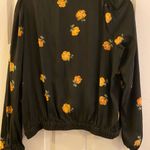Madewell  Bubble Sleeve Wrap Top in Floating Florets, Black with Yellow Flowers Photo 9