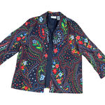 Alfred Dunner Colorful Floral Paisley Print Open Front Jacket Blazer Size 14 Photo 0