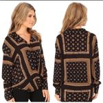 Free People  Little Secrets Scarf Print Button Up Shirt Blouse Size Small Photo 2