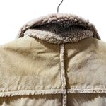Split 100% Leather Shearling Beige Coat Jacket Size Medium Full Zip Casual Boho Tan Photo 7